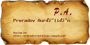 Preradov Aurélián névjegykártya